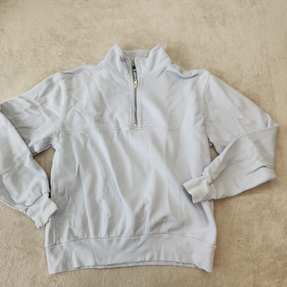 Brandy Melville Powder Blue Quarter Zip Sweatshirt One Size Oversized Y2K Top - Picture 4 of 8